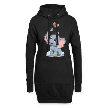 Niedlicher Elefant für Kinder für Kinder - Hoodie-Kleid - Schwarz - Vorne