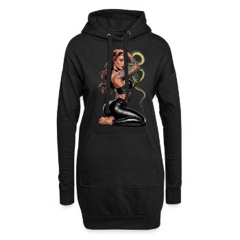 Wilde tätowierte Frau mit Schlange für einen - Hoodie-Kleid - Schwarz - Vorne