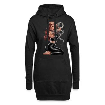 Schlange Tattoo Frau Rote Haare für einen - Hoodie-Kleid - Schwarz - Vorne