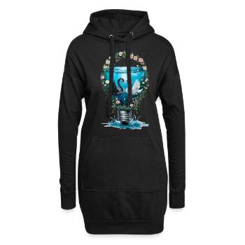 Eleganter Schwan für Schwan Fan - Hoodie-Kleid - Schwarz - Vorne