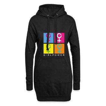 Égalité femmes-puissance symbole vintage - Sweat-shirt à capuche long Femme - noir - Devant