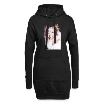 Collie bluemerle - Sweat-shirt à capuche long Femme - noir - Devant