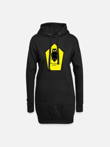 Schild Naturschutzgebiet / Eule - Hoodie-Kleid - Schwarz