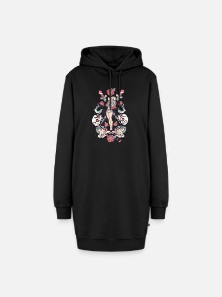 Frauen-Tätowierung - Hoodie-Kleid - Schwarz