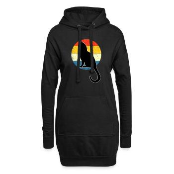 Retro Vintage Mignon Cat Sunset Design - Sweat-shirt à capuche long Femme - noir - Devant