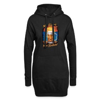 ma biere, mon bonheur. humour alcool - Sweat-shirt à capuche long Femme - noir - Devant