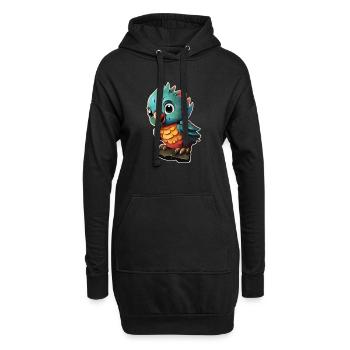 Cartoon Parrot - Hoodie Dress - black - Front