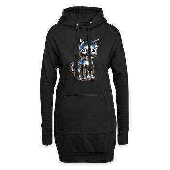 Metallic Chrom Elegance - Hoodie-Kleid - Schwarz - Vorne