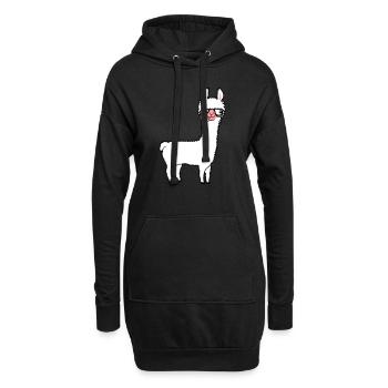 Llama Nerd Geek Lunettes à monture de corne Smart Funny Grimace - Sweat-shirt à capuche long Femme - noir - Devant