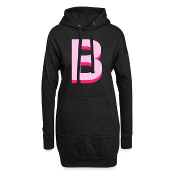 Pop- und moderner rosafarbener Buchstabe b - Hoodie-Kleid - Schwarz - Vorne