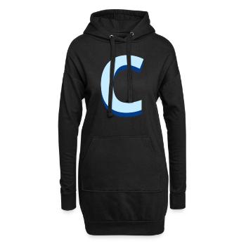 Pop und moderner blauer Buchstabe c - Hoodie-Kleid - Schwarz - Vorne