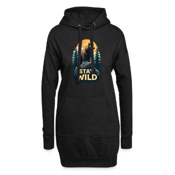 Ours Restez sauvage - Sweat-shirt à capuche long Femme - noir - Devant