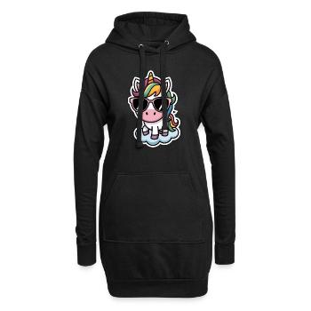 Unicorn Sticker Style - Hoodie-Kleid - Schwarz - Vorne