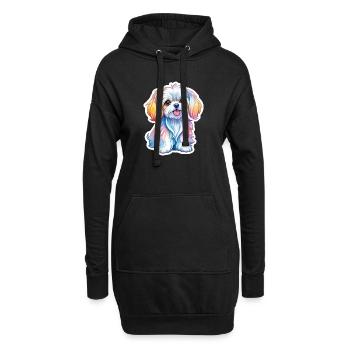 Malteser Wasserfarben - Hoodie-Kleid - Schwarz - Vorne