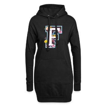 Buchstabe F im varsity Stil - Hoodie-Kleid - Schwarz - Vorne
