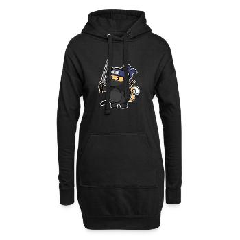Humour Chat mignon Kawaii Chibi en Ninja Chat - Sweat-shirt à capuche long Femme - noir - Devant