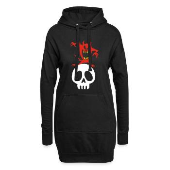 Crâne et démon - Sweat-shirt à capuche long Femme - noir - Devant