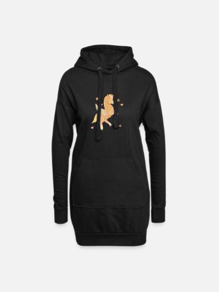 Einhorn, Pferd, Pony, Pegasus - Hoodie-Kleid - Schwarz