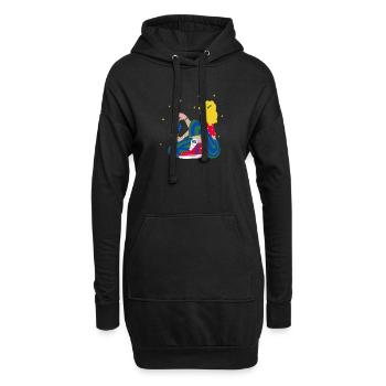 Fille de Noël avec des étoiles rouge-bleu-vert - Sweat-shirt à capuche long Femme - noir - Devant