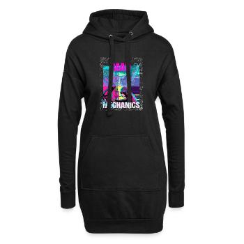 Mécaniques Folles – Art du garage du singe néon - Sweat-shirt à capuche long Femme - noir - Devant