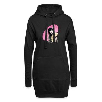 Asiatische Schönheit mit Pinkem Schirm - Hoodie-Kleid - Schwarz - Vorne