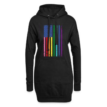 Drapeau arc-en-ciel des États-Unis - Sweat-shirt à capuche long Femme - noir - Devant