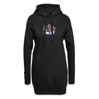 Gähnendes faules Faultier im Büro - Hoodie-Kleid - Schwarz - Vorne