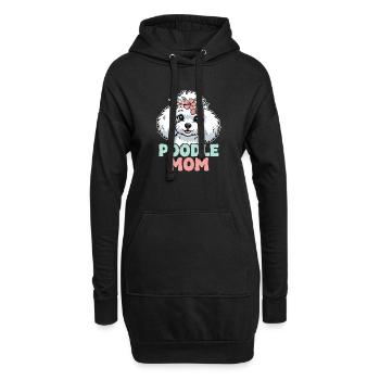 Poodle Mom – Pudel mit Blumen für Hundemamas - Hoodie-Kleid - Schwarz - Vorne