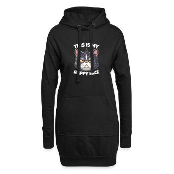 C’est mon chat au visage heureux - Sweat-shirt à capuche long Femme - noir - Devant
