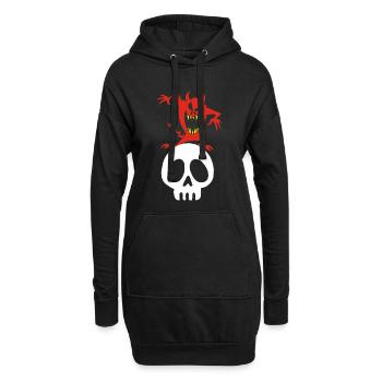 Démon sur un crâne - Sweat-shirt à capuche long Femme - noir - Devant