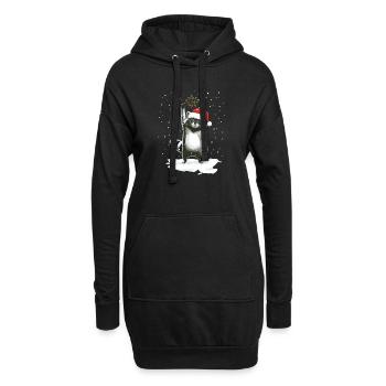 Christmas Racoon Waschbär Weinachtsmann - Hoodie-Kleid - Schwarz - Vorne
