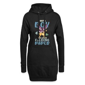 Un garçon adore l’art pliant en origami - Sweat-shirt à capuche long Femme - noir - Devant
