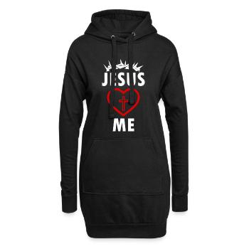 Jésus m’aime - Sweat-shirt à capuche long Femme - noir - Devant