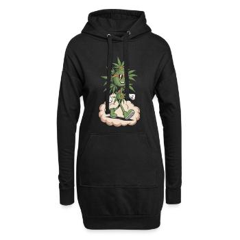 T-shirt Cannabis Weed avec lunettes de soleil - Sweat-shirt à capuche long Femme - noir - Devant
