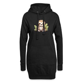 Kawaii Sloth - Hoodie-Kleid - Schwarz - Vorne