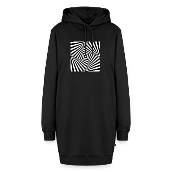 Optische Täuschung - Hoodie-Kleid - Schwarz - Vorne