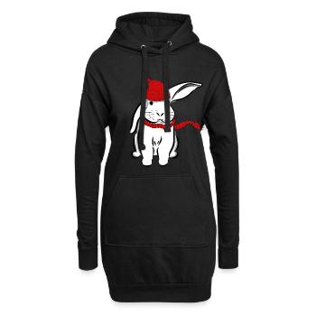 Oreille de lapin lapin chapeau foulard lièvre - Sweat-shirt à capuche long Femme - noir - Devant