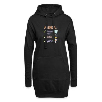 Humour retraite – Agenda parfait : grasse mat... - Sweat-shirt à capuche long Femme - noir - Devant