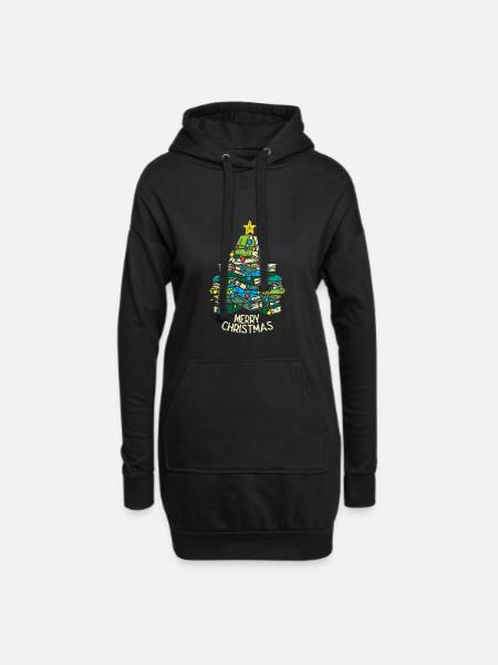 Weihnachtsbaum Bücher Weihnachten XMAS Lesen Idee - Hoodie-Kleid - Schwarz