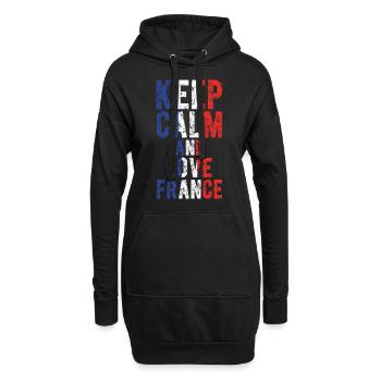 Bewahren Sie Ruhe und lieben Sie Frankreich - Hoodie-Kleid - Schwarz - Vorne
