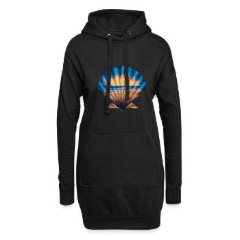 Muschel Strand Szene Serene Ozean Landschaft - Hoodie-Kleid - Schwarz - Vorne