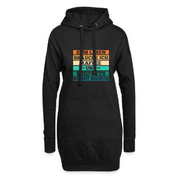 Hund Kaffee Whippet - Hoodie-Kleid - Schwarz - Vorne