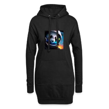 Panda Astronaut - Hoodie-Kleid - Schwarz - Vorne