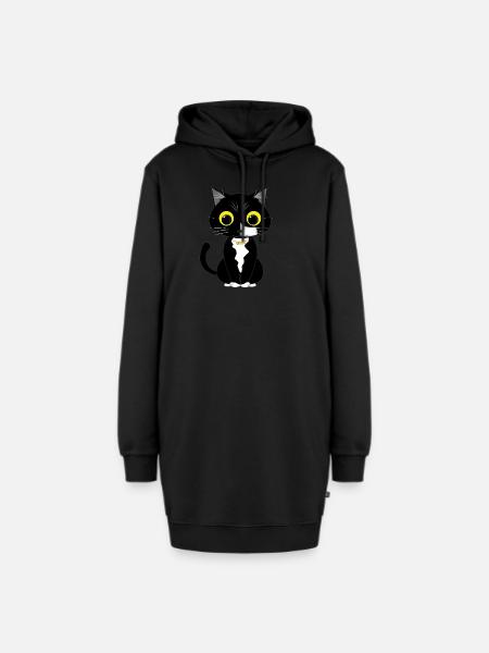 Kosmos Katze - Hoodie-Kleid - Schwarz