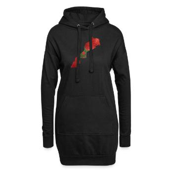Marokko - Landesgrenze in Nationalfahne - Hoodie-Kleid - Schwarz - Vorne