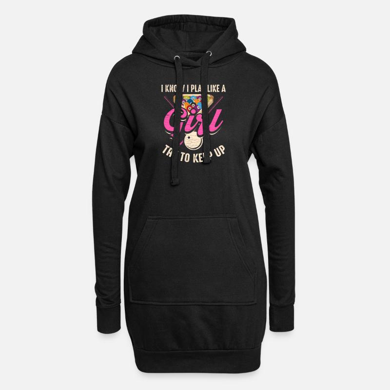 Damen Billard Poolbillard - Hoodie-Kleid - Schwarz