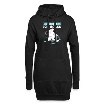 Eisangeln Geschenk Eisfischen - Hoodie-Kleid - Schwarz - Vorne