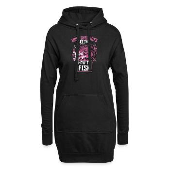 Angeln Fischen Anglerin Geschenk - Hoodie-Kleid - Schwarz - Vorne