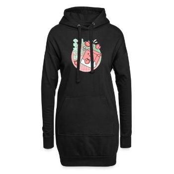 Kawaii Peach Drink 80s 90s Vaporwave Anime - Hoodie-Kleid - Schwarz - Vorne