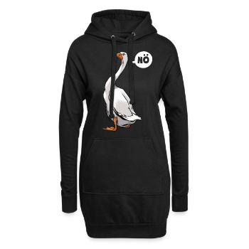 Nö, ich muss garnix - Gans - Spruch - Hoodie-Kleid - Schwarz - Vorne